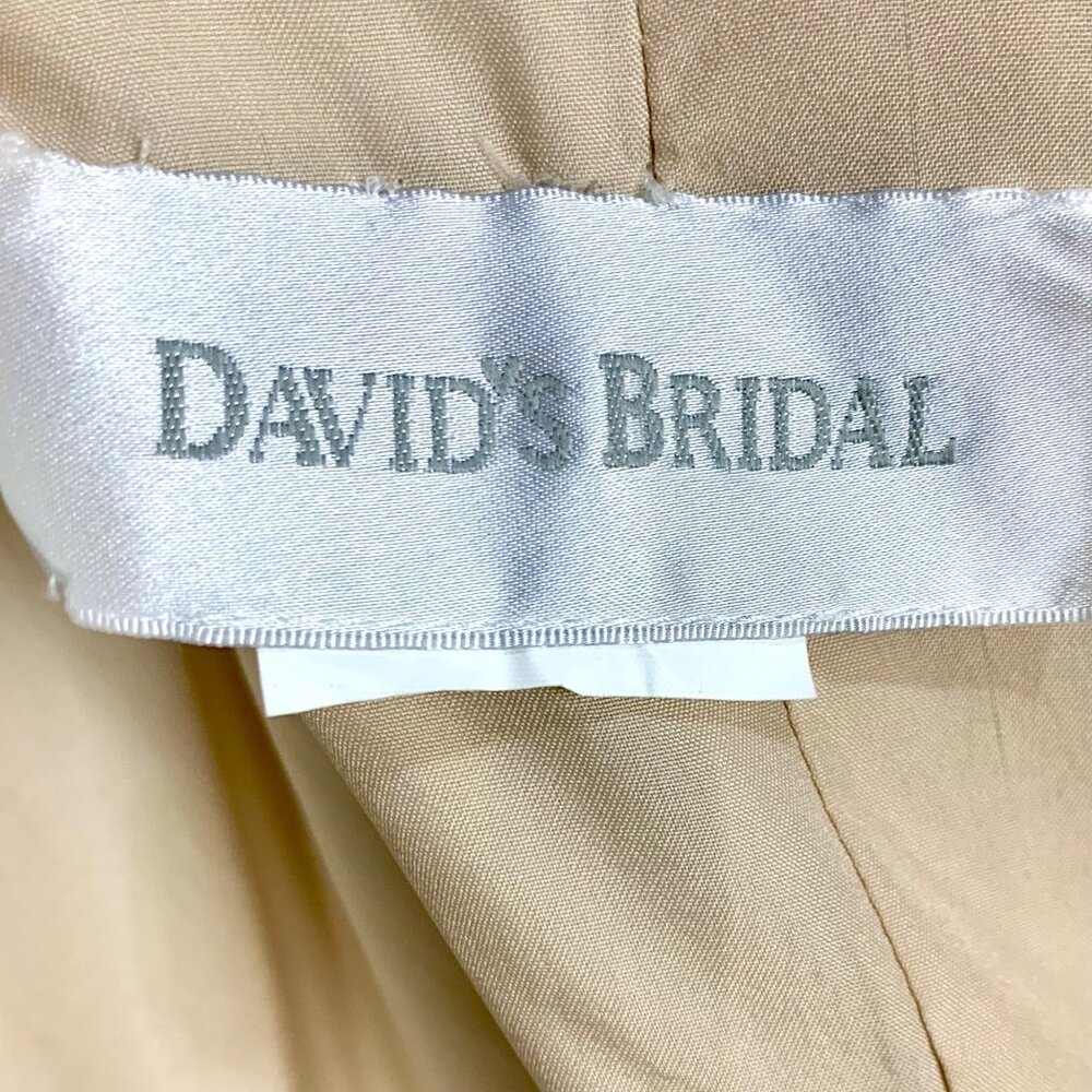 Davids Bridal Strapless Satin Pick-Up Skirt Ball Gown Wedding Prom Champagne S - Picture 9 of 9